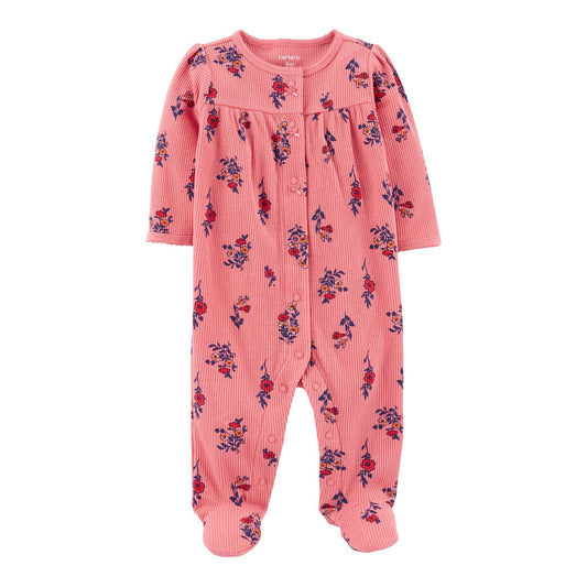 Carters Newborn Floral 2-Way ZIipper Cotton Bodysuit, Size : 3 Months Old