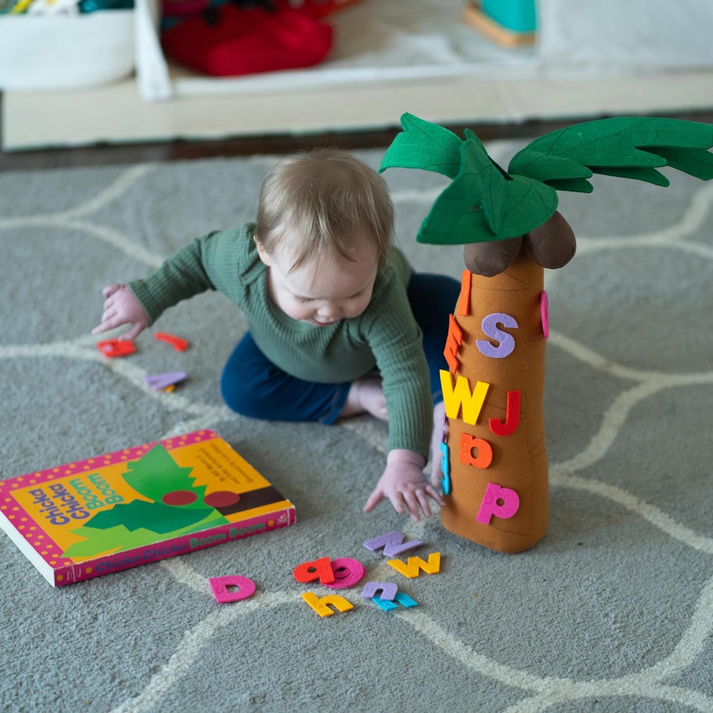 Constructive Playthings Chicka Chicka Boom Boom Childrens Book & Audiobook CD & Tree Props