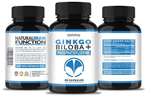 Havasu Nutrition Ginkgo Biloba + Phosphatidylserine for Brain Support (60 Capsules)