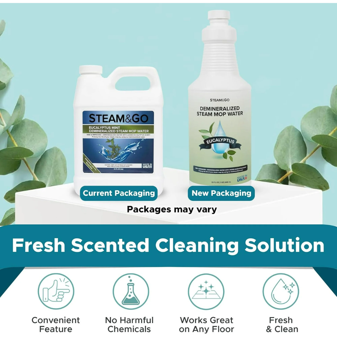 Steam & Go Demineralized Steam Mop Water Eucalyptus, 32 oz / 946 ml