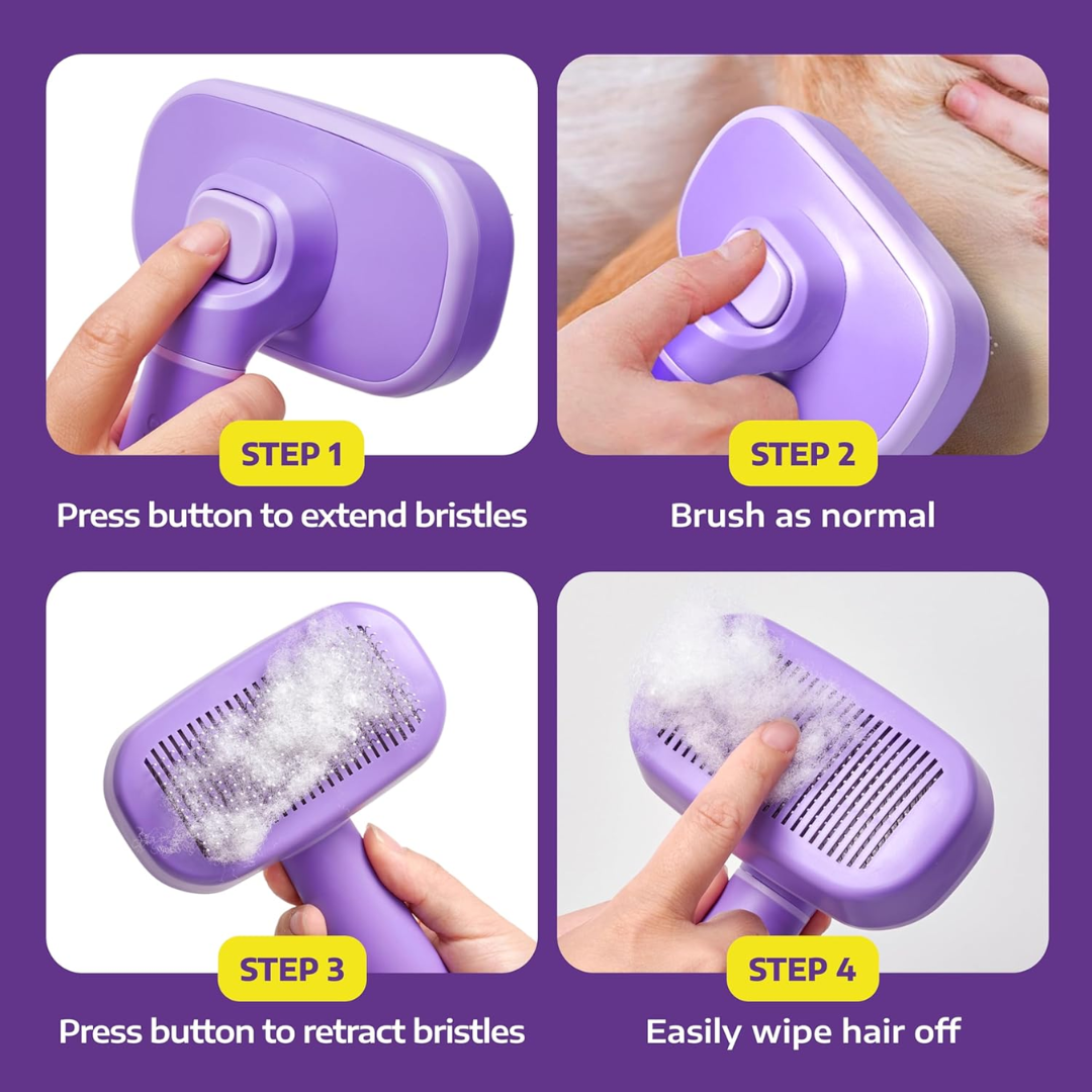 Hertzko Self Cleaning Slicker Brush for Dogs and Cats, Purple