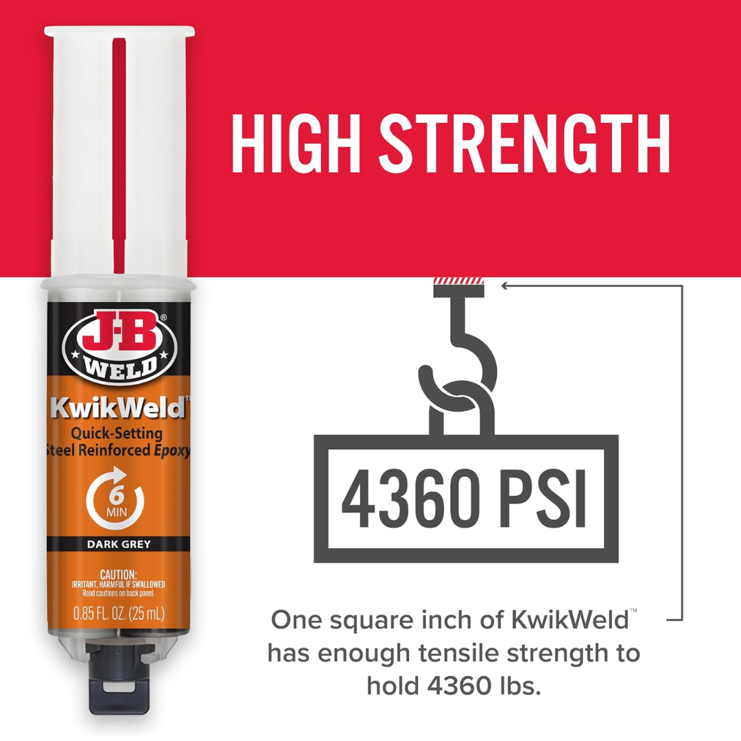 J-B Weld KwikWeld Quick-Setting Steel Reinforced Epoxy Dark Grey, 0.85 oz / 25 ml (50176)