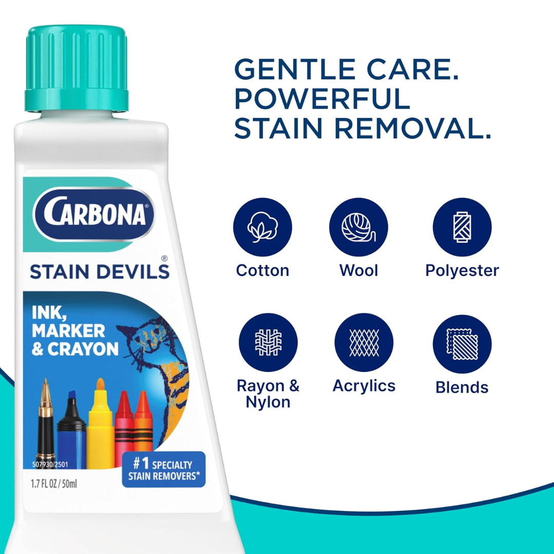 Carbona Stain Devils Ink, Marker & Crayon Remover, 1.7 oz / 50 ml