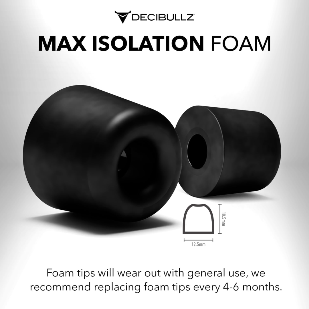 Decibullz Custom Molded Earplug Replacement Foam Tips Medium, 5 Pack