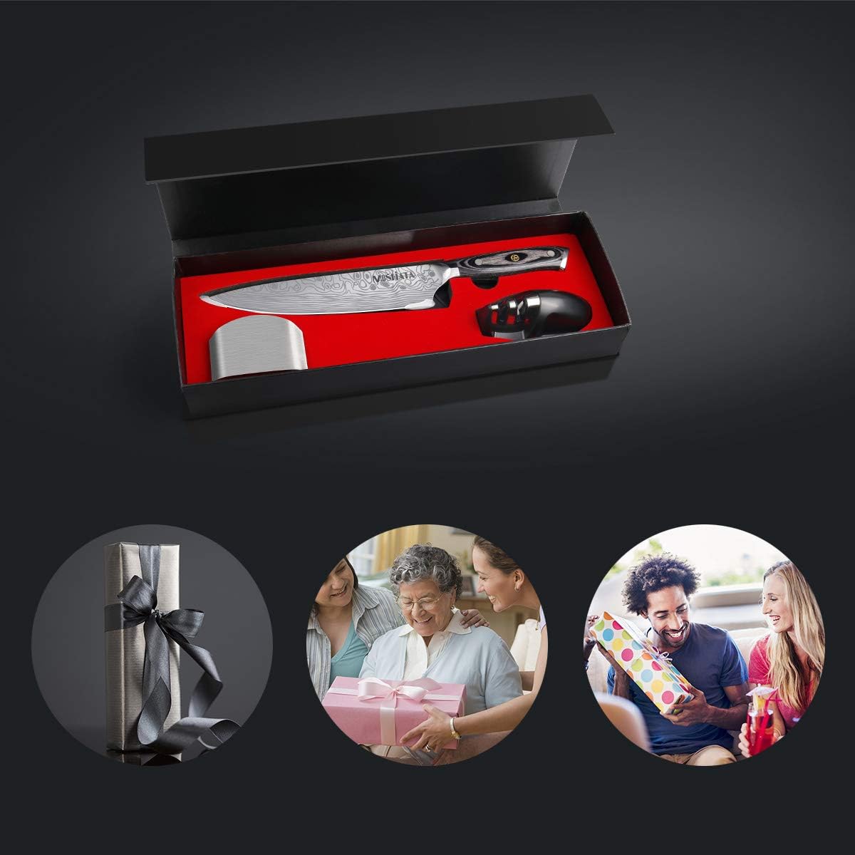 MOSFiATA Super Sharp Professional Chef's Knife High Carbon Stainless Steel with Micarta Handle 8 Inch (EN1.4116)