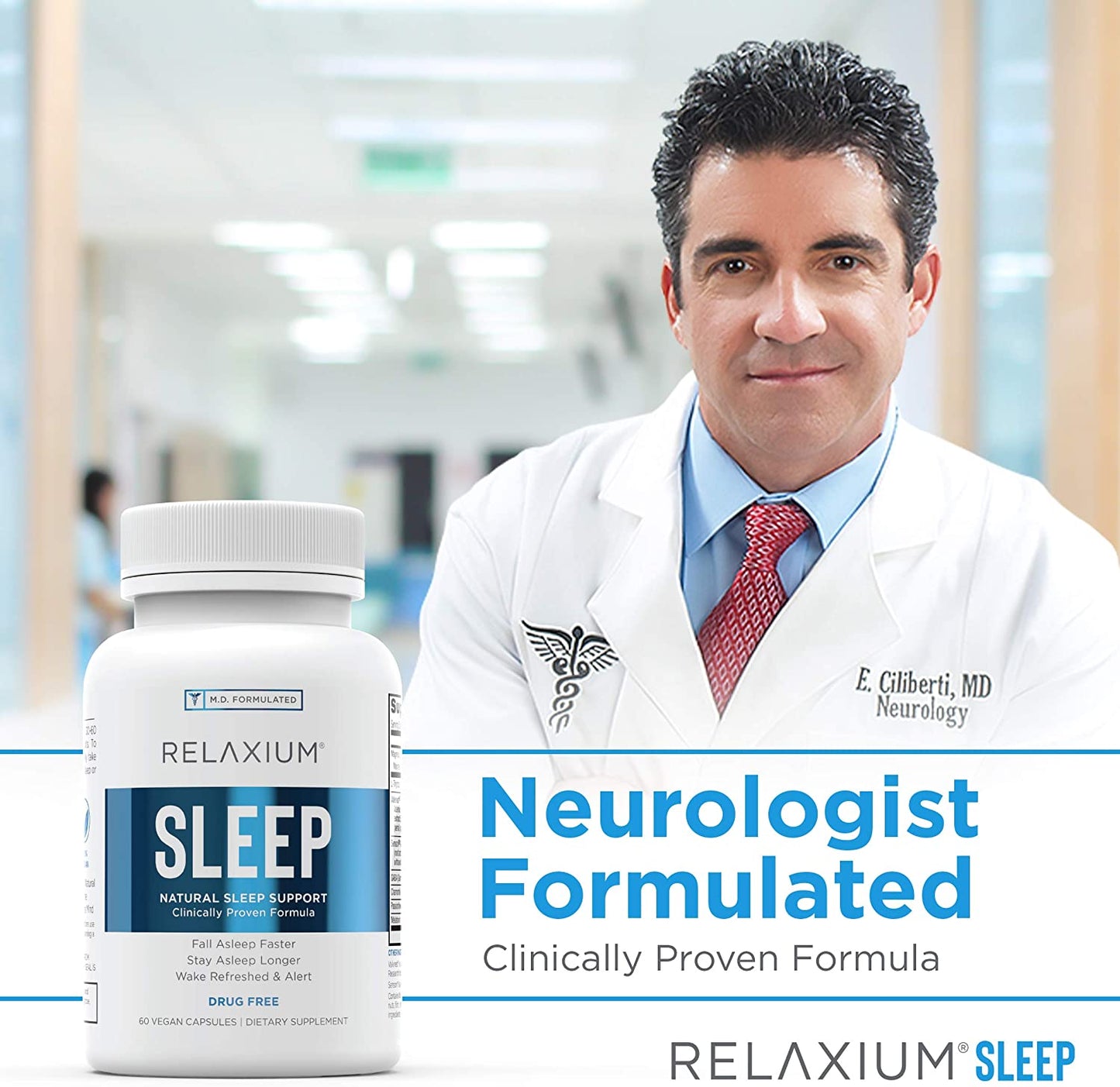 Relaxium Sleep Non-Habit Forming Sleep Aid Supplement, 60 Vegan Capsules