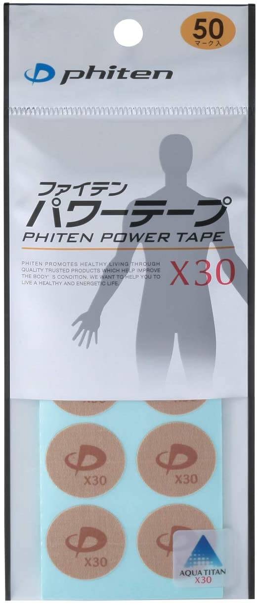 Phiten Power Tape X30 With Titanium Discs - Round Aqua-Metals Discs Athletic Tape - 50 Pieces - Made In Japan