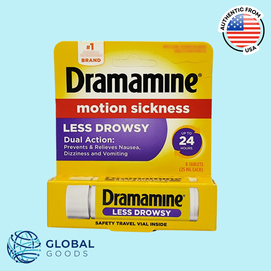 Dramamine Motion Sickness Less Drowsy 25mg, 8 Tablets