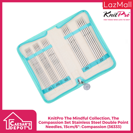 KnitPro The Mindful Collection, Stainless Steel Double Point Needles Set, 15cm/6"