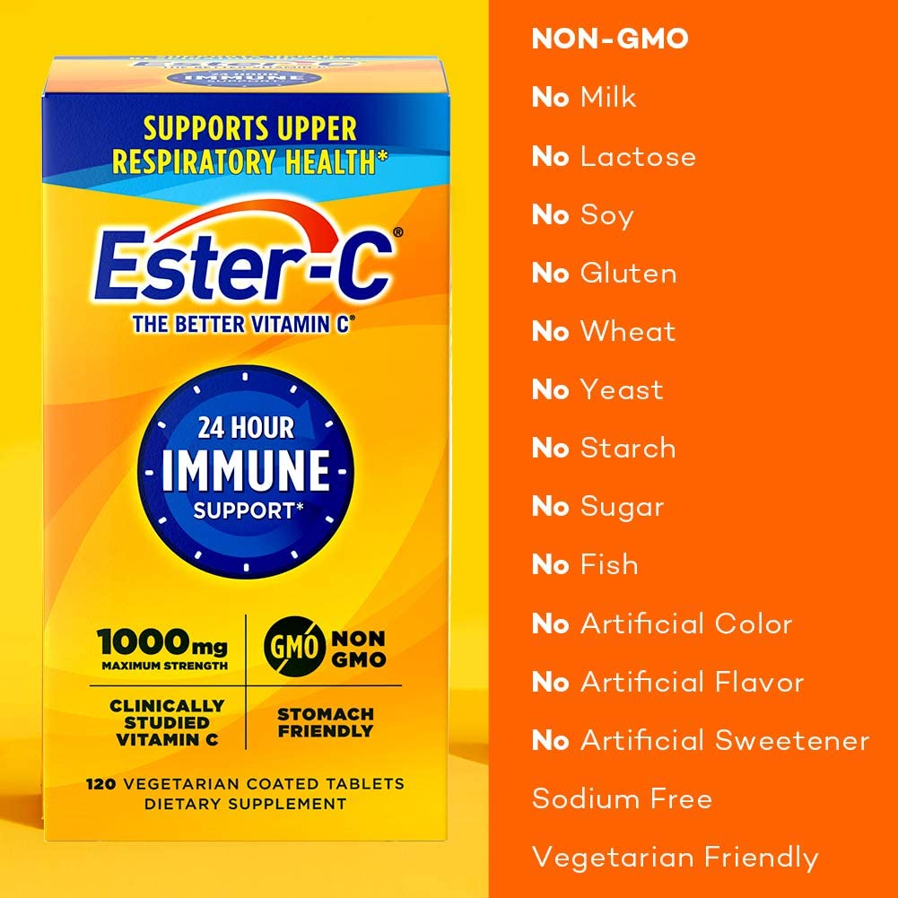 Ester-C Vitamin C, 24 Immune Support, 1000 mg, 120 Coated Tablets