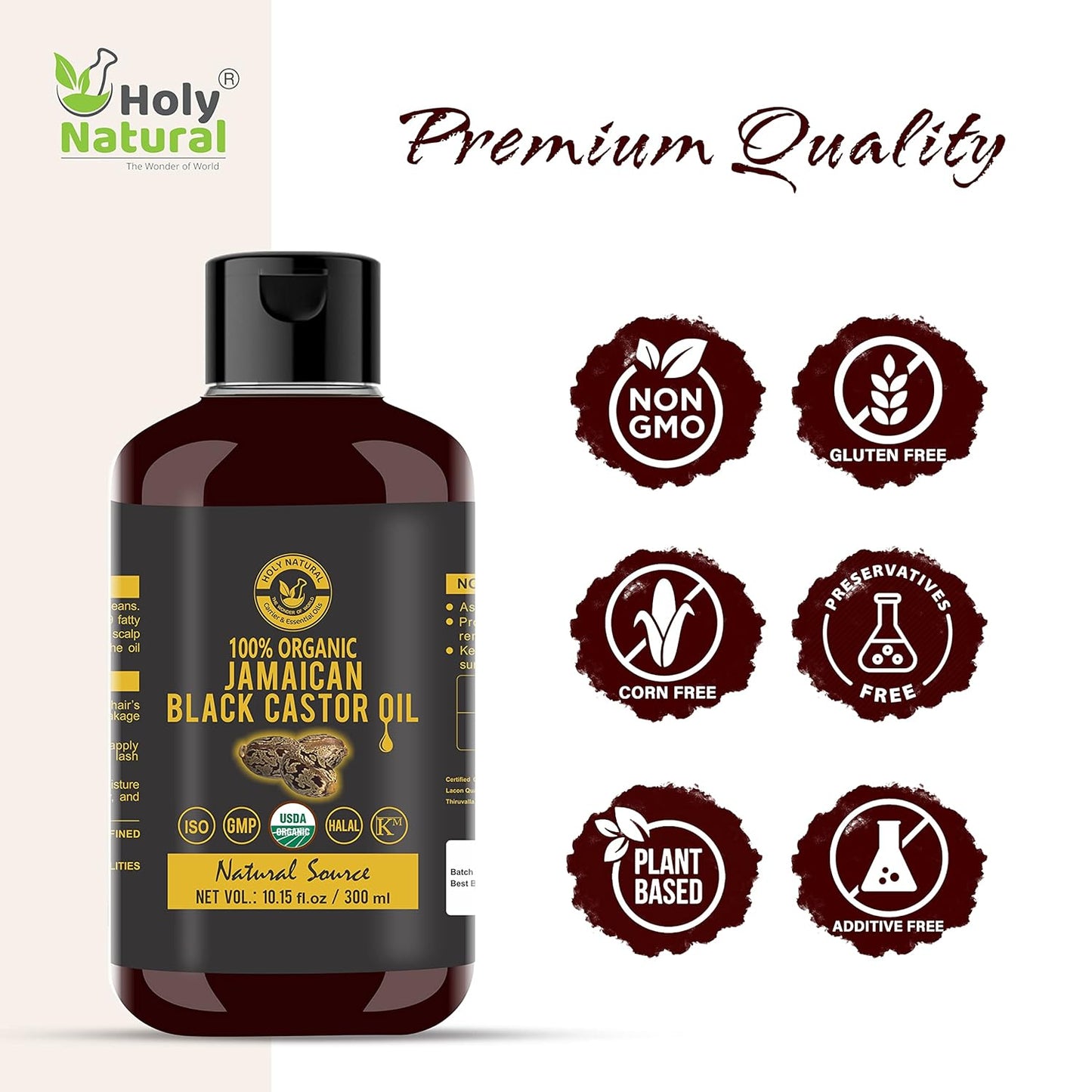 Holy Natural Jamaican Black Castor Oil 100% Organic USDA Certified (1 Count)