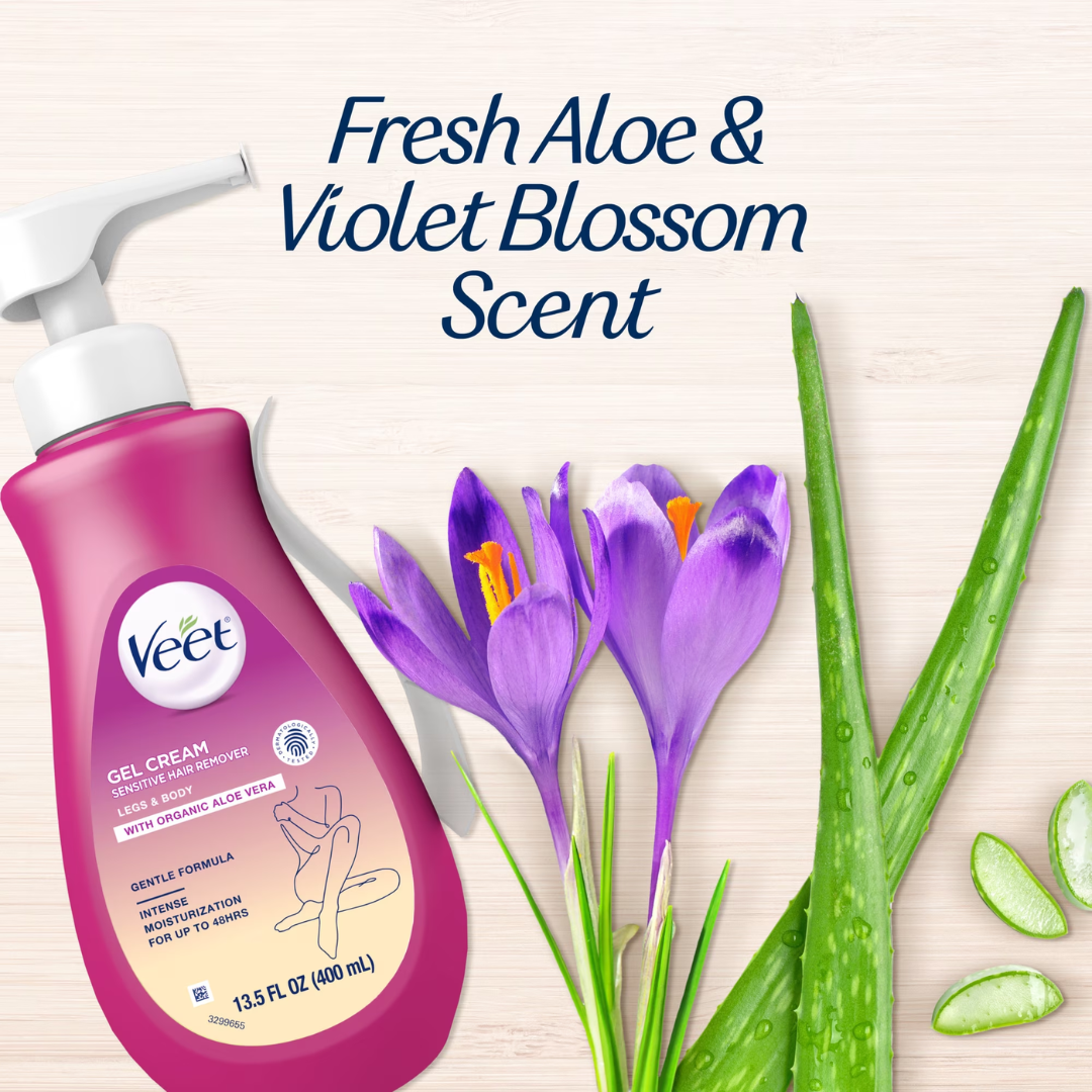 Veet Gel Cream Sensitive Hair Remover for Legs & Body, 13.5 oz / 400 ml