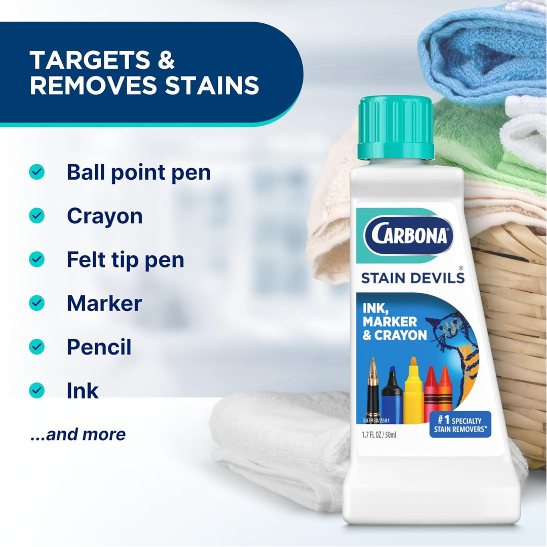 Carbona Stain Devils Ink, Marker & Crayon Remover, 1.7 oz / 50 ml