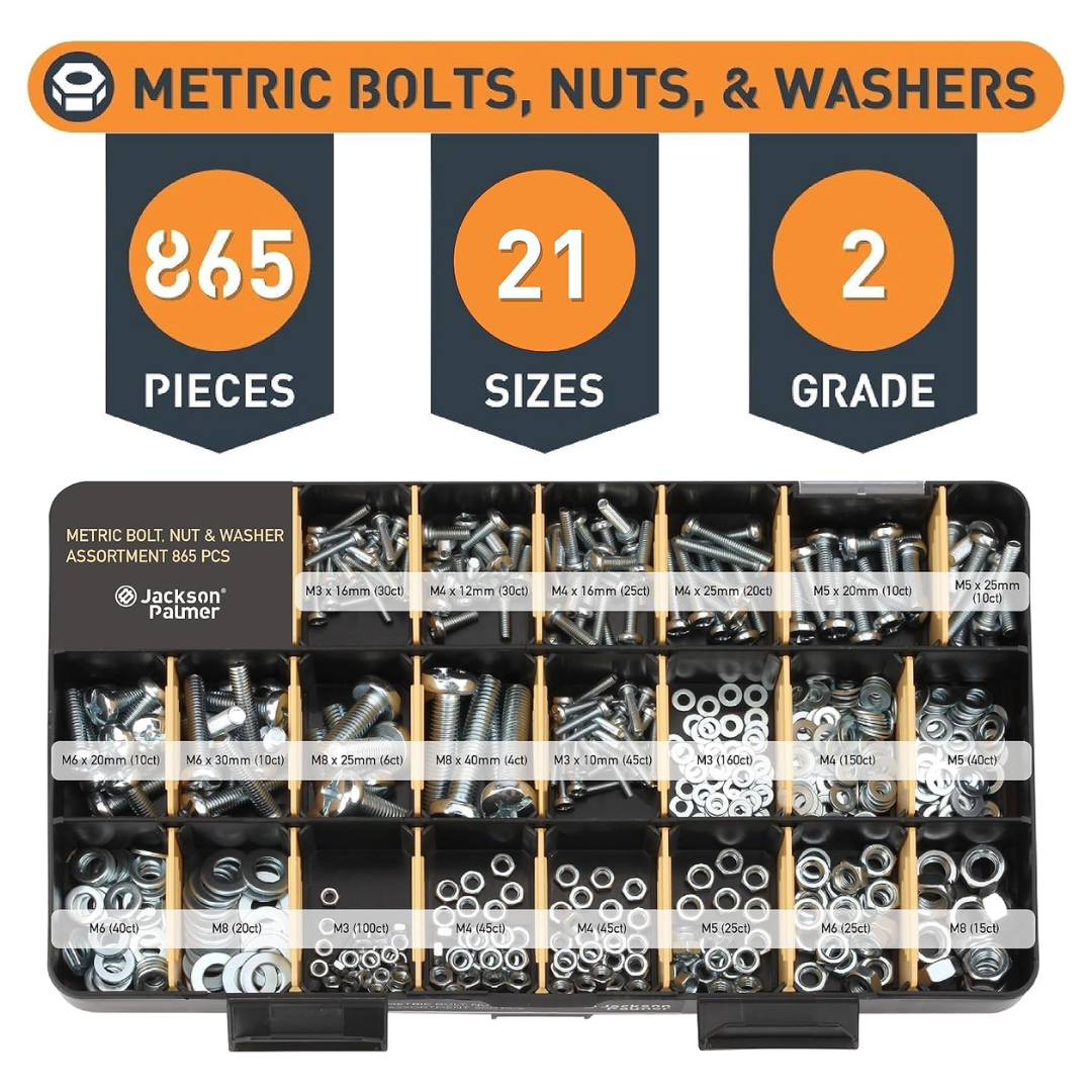 Jackson Palmer Hardware Assortment Kit – Screws, Nuts, Bolts & Washers (2,251-Piece)