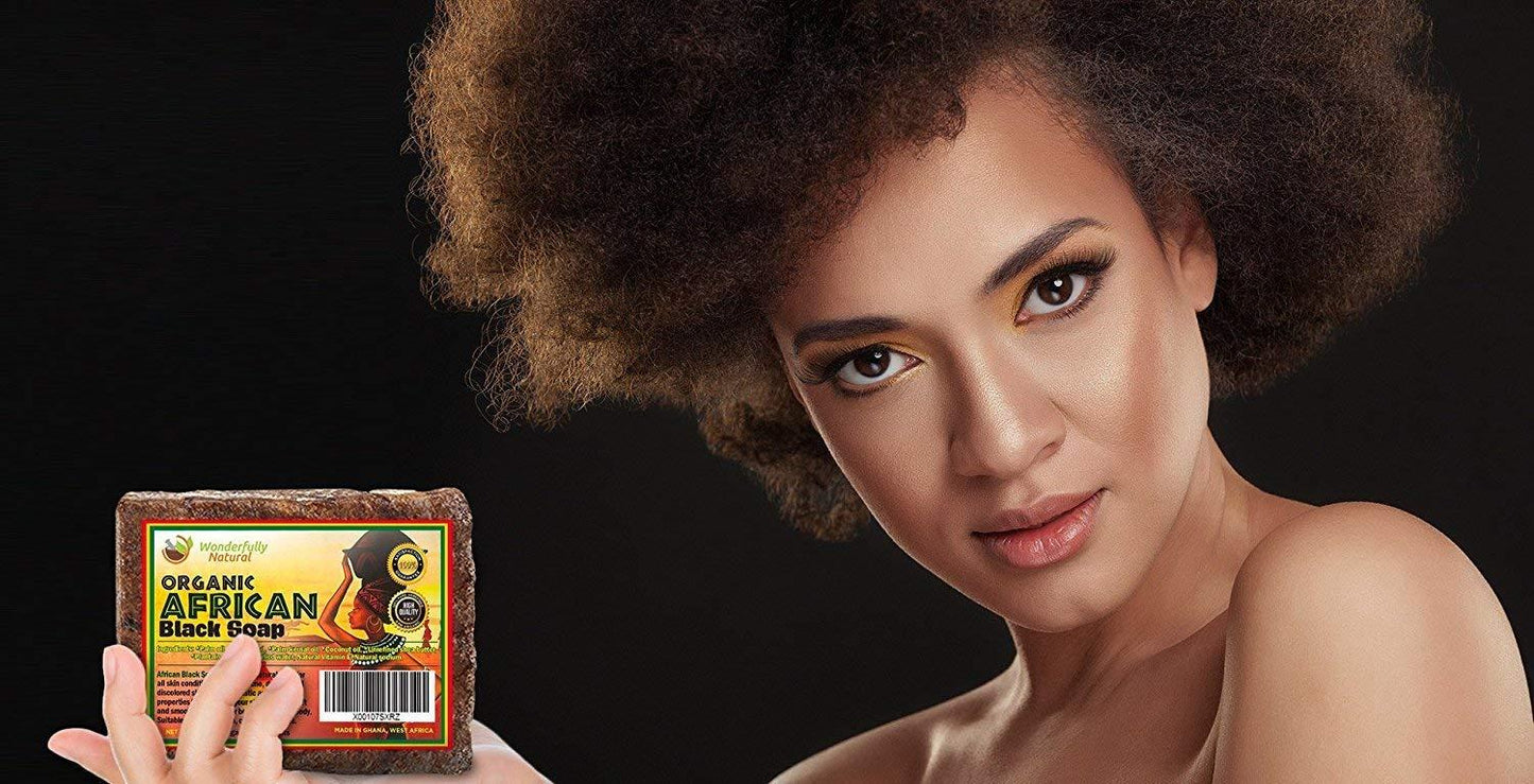 Wonderfully Natural African Black Soap, 1 lb. / 453g Bar  #1 Acne Treatment Eczema Soap