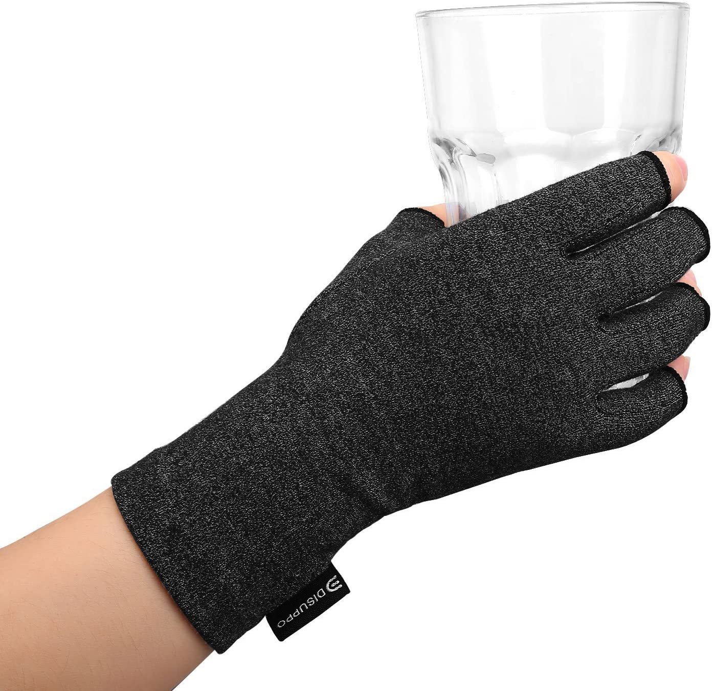 Brace Master Gloves | Relieve Pain from Rheumatoid RSI and Carpal Tunnel Fingerless (Medium Black)