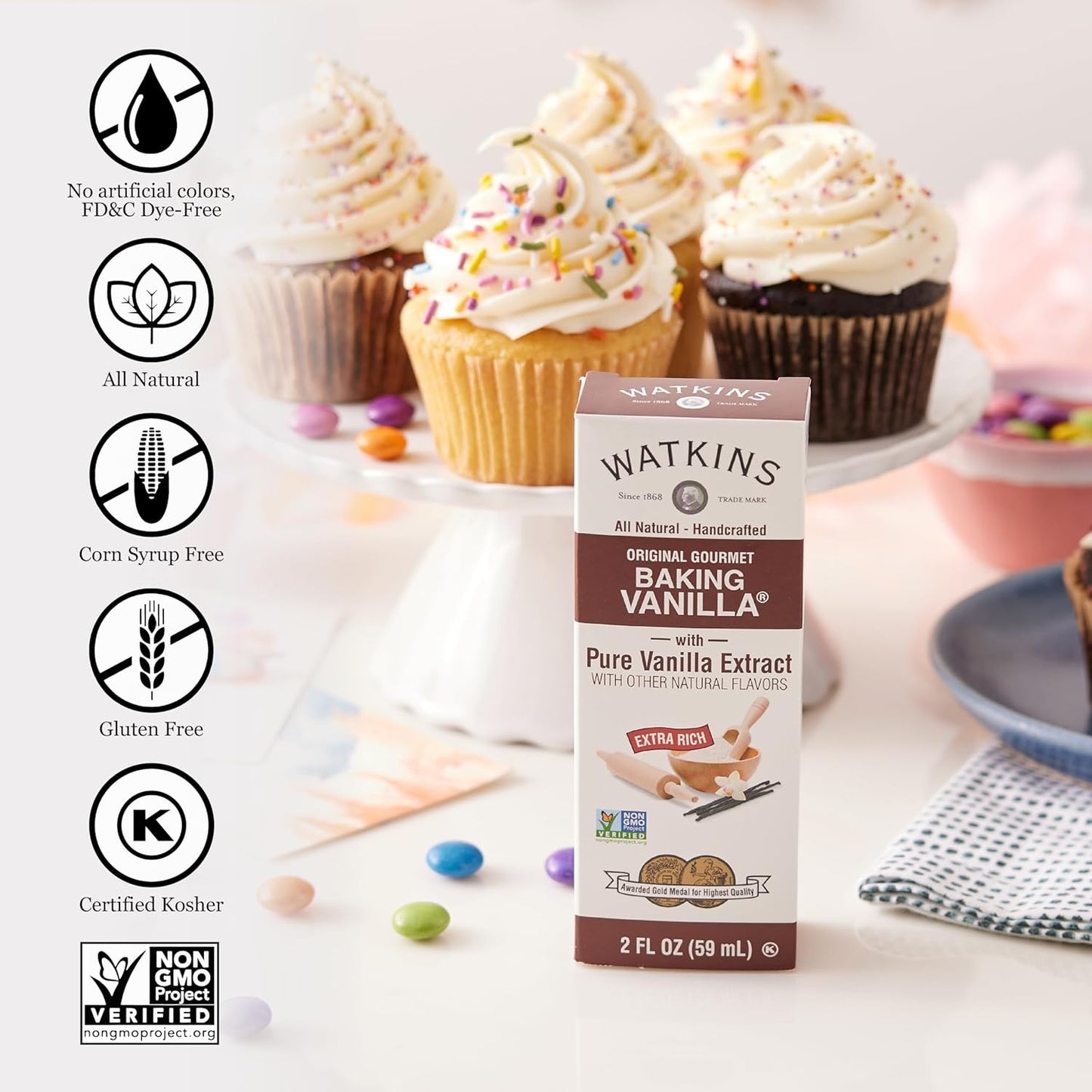 Watkins Original Gourmet Baking Vanilla with Pure Vanilla Extract, 59 ml / 2 fl. oz.