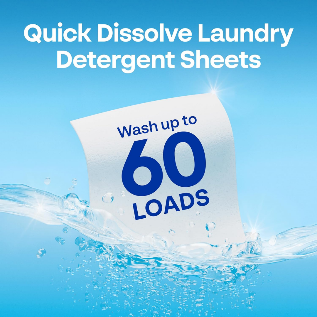 Earth Breeze Laundry Detergent Eco Sheets 60 Loads, 30 Count