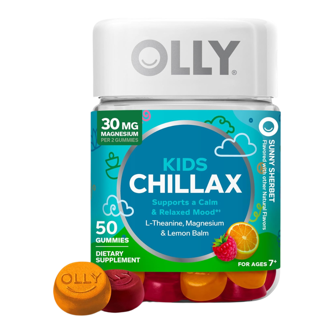 Olly Kids Chillax Funny Sherbet Flavor for Ages 7+, 50 Gummies