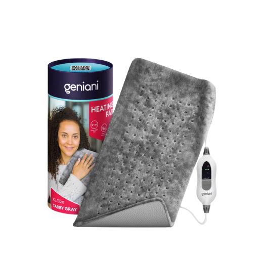 GENIANI Extra Large Electric Heating Pad, Soft Heat Pad for Moist & Dry Therapy (Tabby Gray)