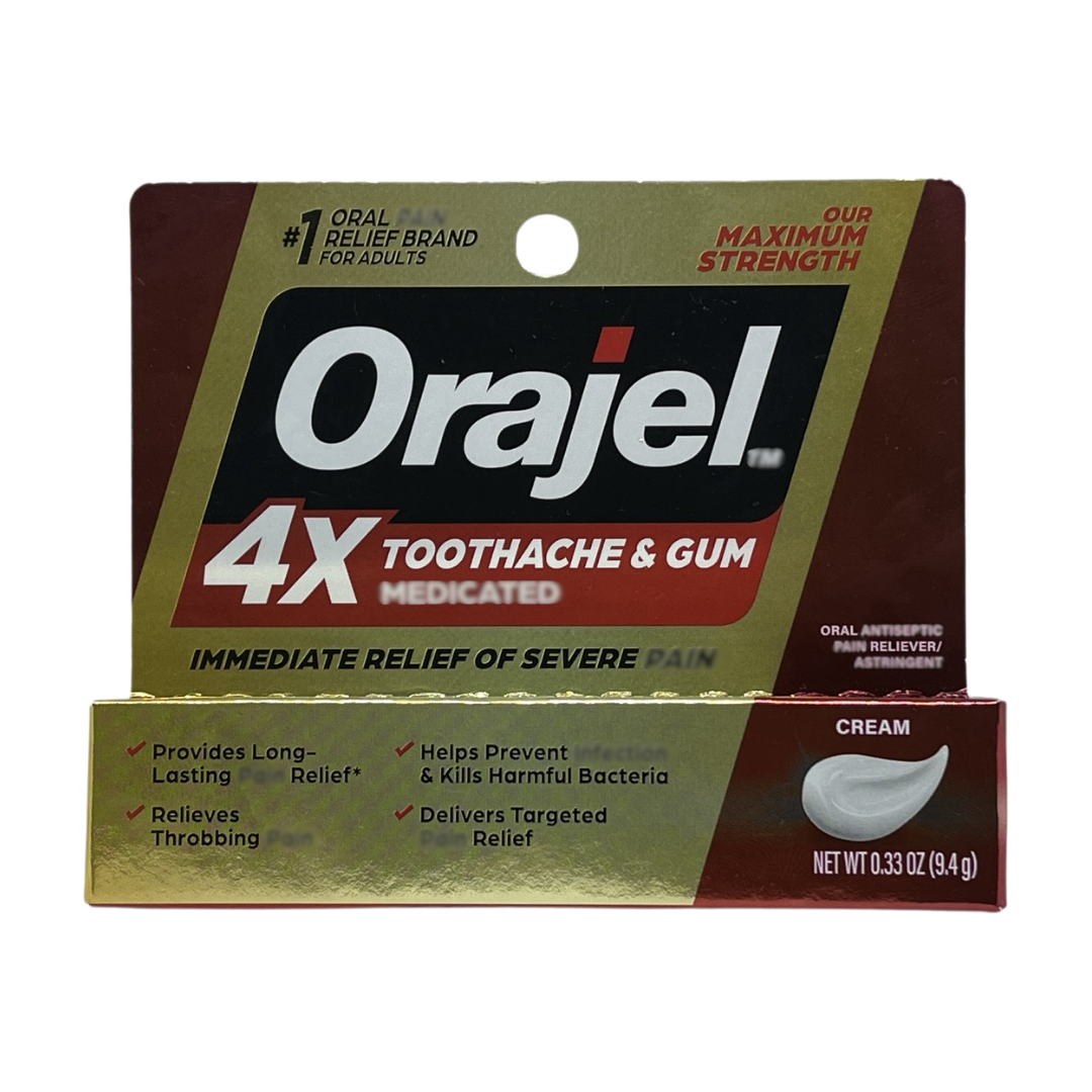 Orajel 4X Toothache & Gum Relief Cream, 0.33 oz / 9.4 g