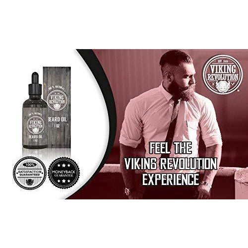 Viking Revolution Beard Oil Conditioner - All Natural Unscented Organic Argan & Jojoba Oils 1 oz. (NO BOX)