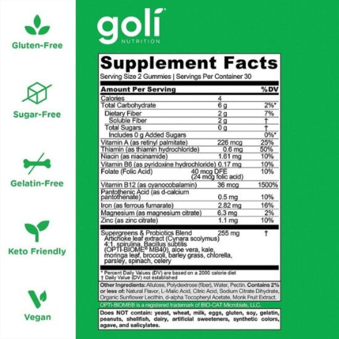 Goli 2 Pack Ashwagandha and Supergreens, 60 Gummies