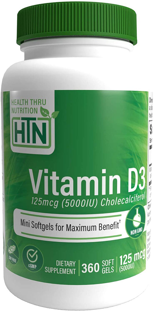 Health Thru Nutrition Vitamin D3 5,000iu (NON-GMO) 360 Softgels