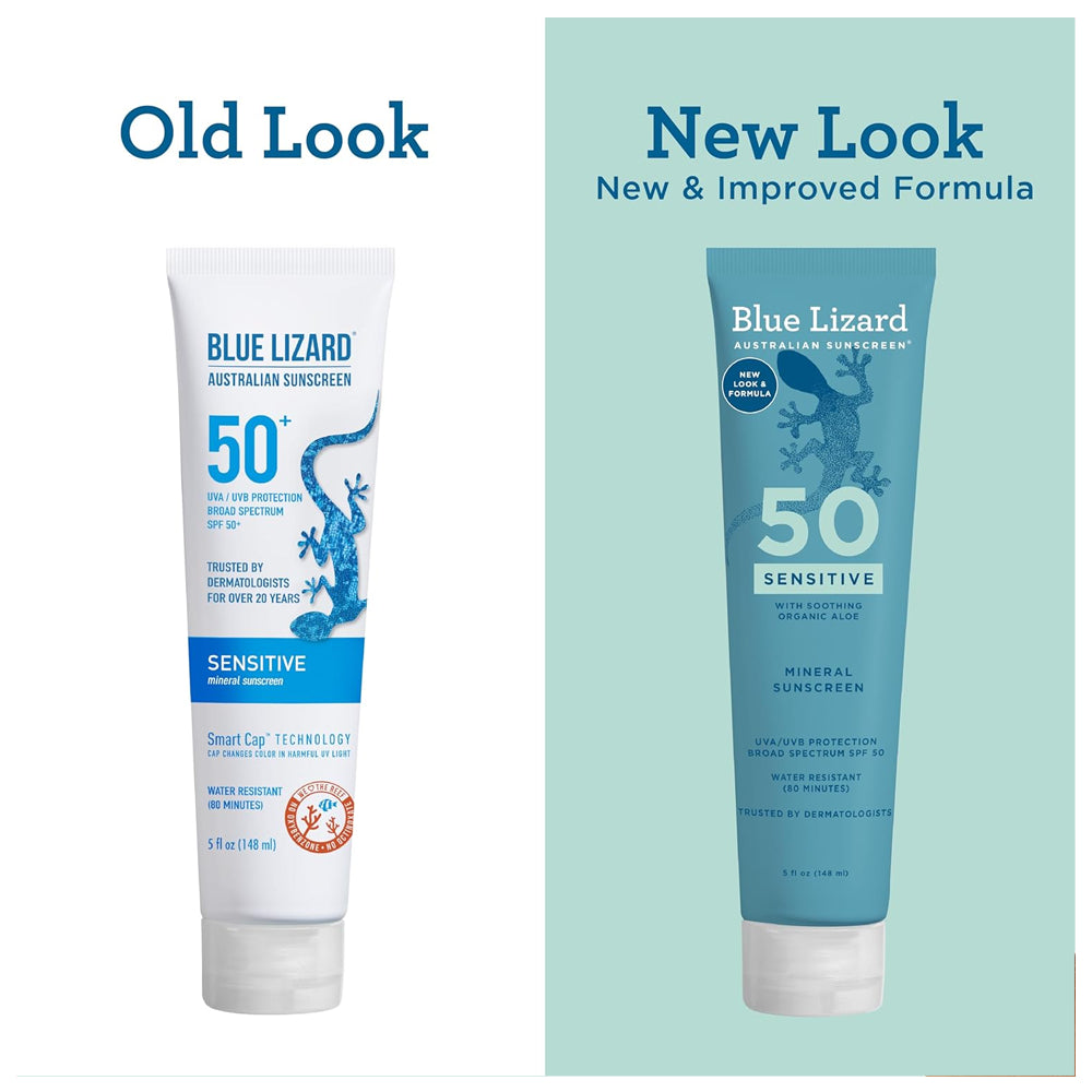 Blue Lizard Australian Sunscreen  UVA / AVB Protection SPF 50+ Sensitive Mineral Sunscreen 148ml