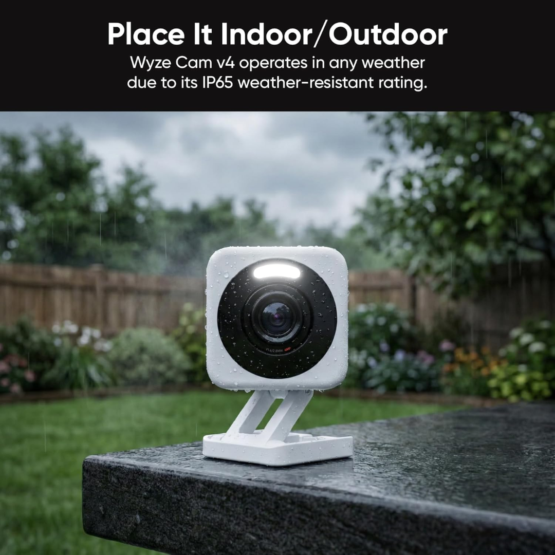 Wyze Cam V4 2.5K AI Indoor/Outdoor Security Camera with Color Night Vision - WYZEC4