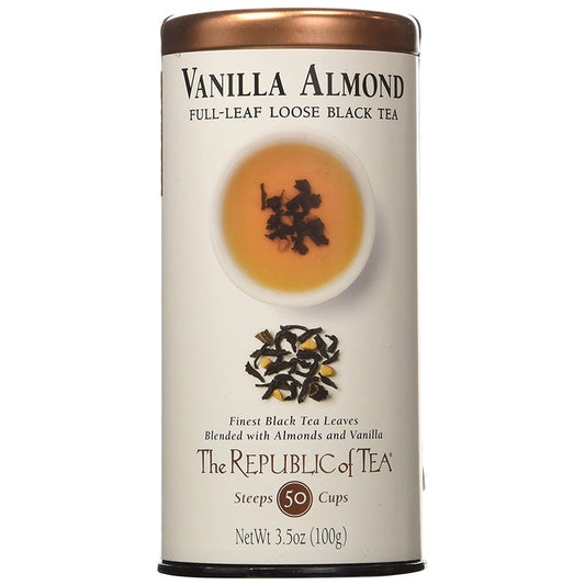 The Republic of Tea Vanilla Almond Full Full Leaf Black Tea, 3.5 oz. / 100g (Steeps 50 Cups)