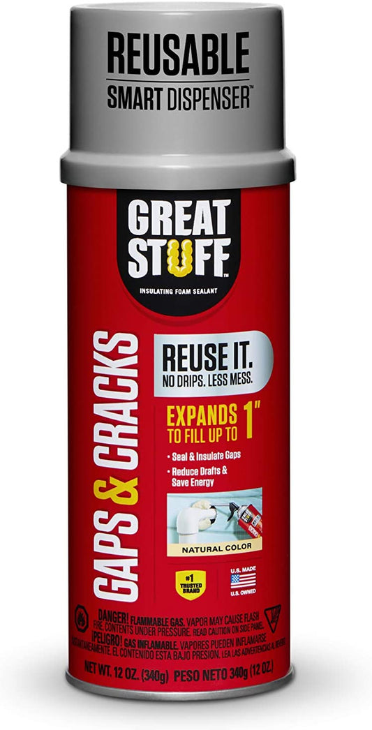 Great Stuff 99108824 Insulating Foam Sealant For Gaps And Cracks Reusable Smart Dispenser - 12oz