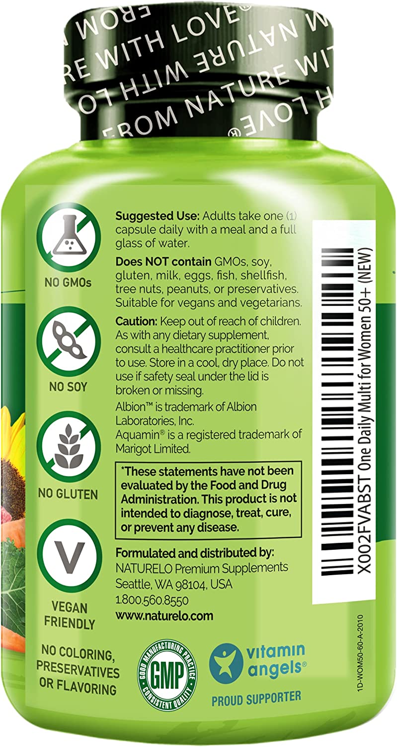 Naturelo Premium Supplement One Daily Multivitamin For Women Age 50+ (60 Vegetarian Capsules)