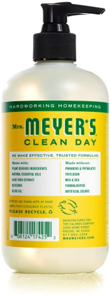 Mrs. Meyer's Clean Day Liquid Hand Soap made with Olive Oil & Aloe Vera Honeysuckle Scent, 12.5 fl.oz / 370ml