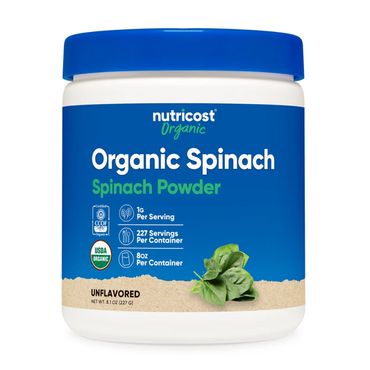 Nutricost Organic Unflavored Spinach Powder, 227 g / 8.1 oz