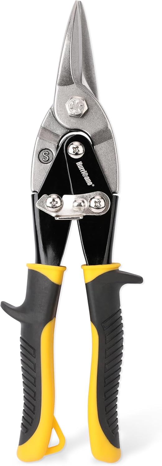 Hurricane 10 Inch Aviation Tin Snips, Heavy Duty Metal Cutter Shears for Cutting Sheet Metal