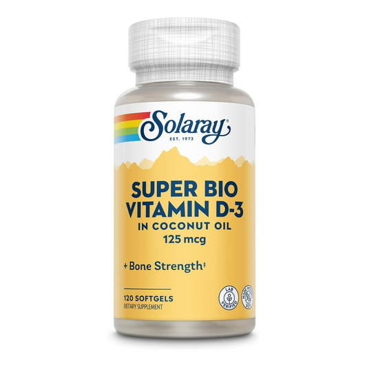 Solaray Super Bio Vitamin D-3 in Coconut Oil 125mcg Bone Strength (120 Softgels)