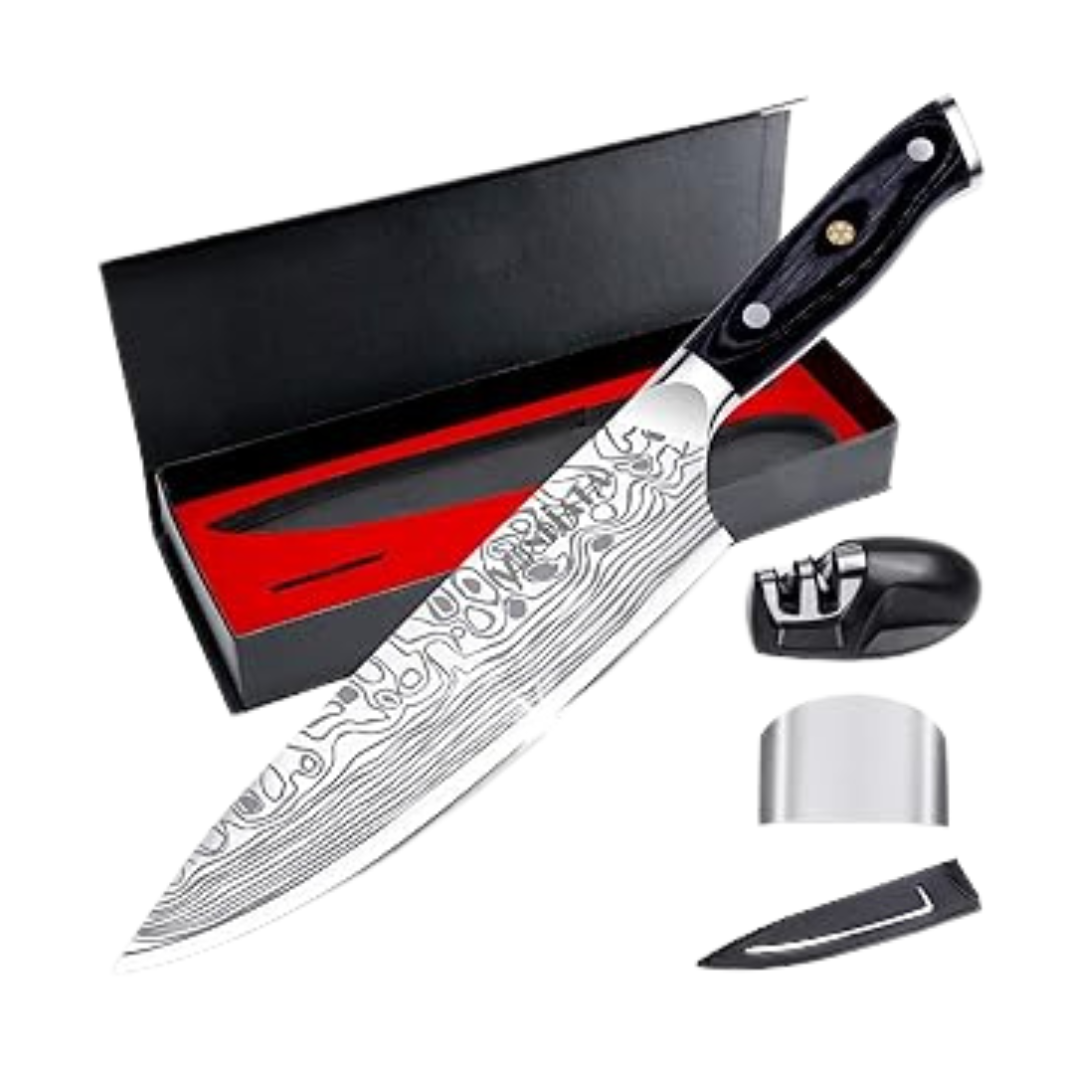 MOSFiATA Super Sharp Professional Chef's Knife High Carbon Stainless Steel with Micarta Handle 8 Inch (EN1.4116)