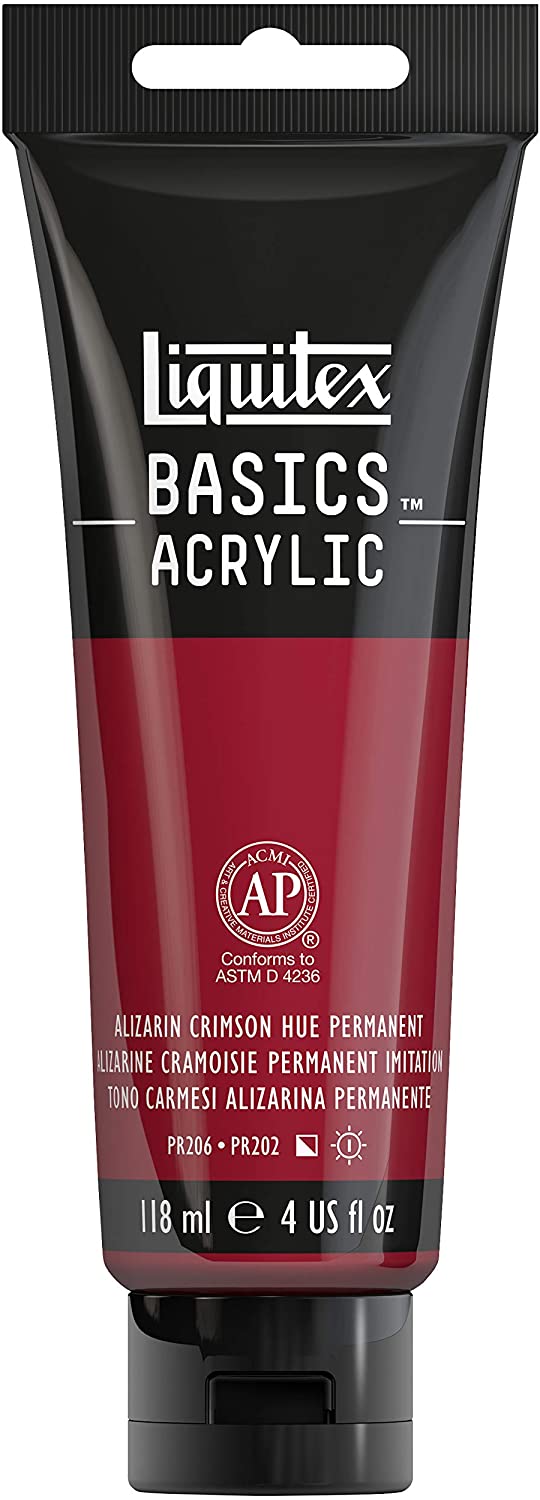 Liquitex 046116 BASICS Acrylic Paint, in Alizarin Crimson Hue, 4oz. / 118ml