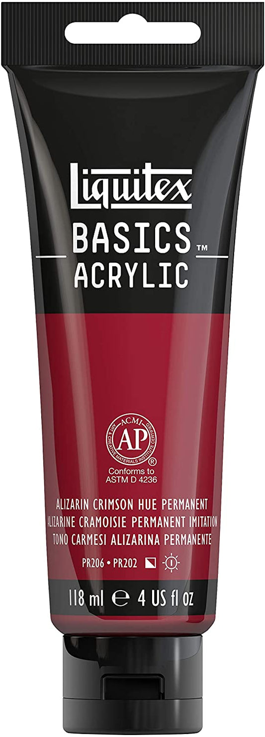 Liquitex 046116 BASICS Acrylic Paint, in Alizarin Crimson Hue, 4oz. / 118ml