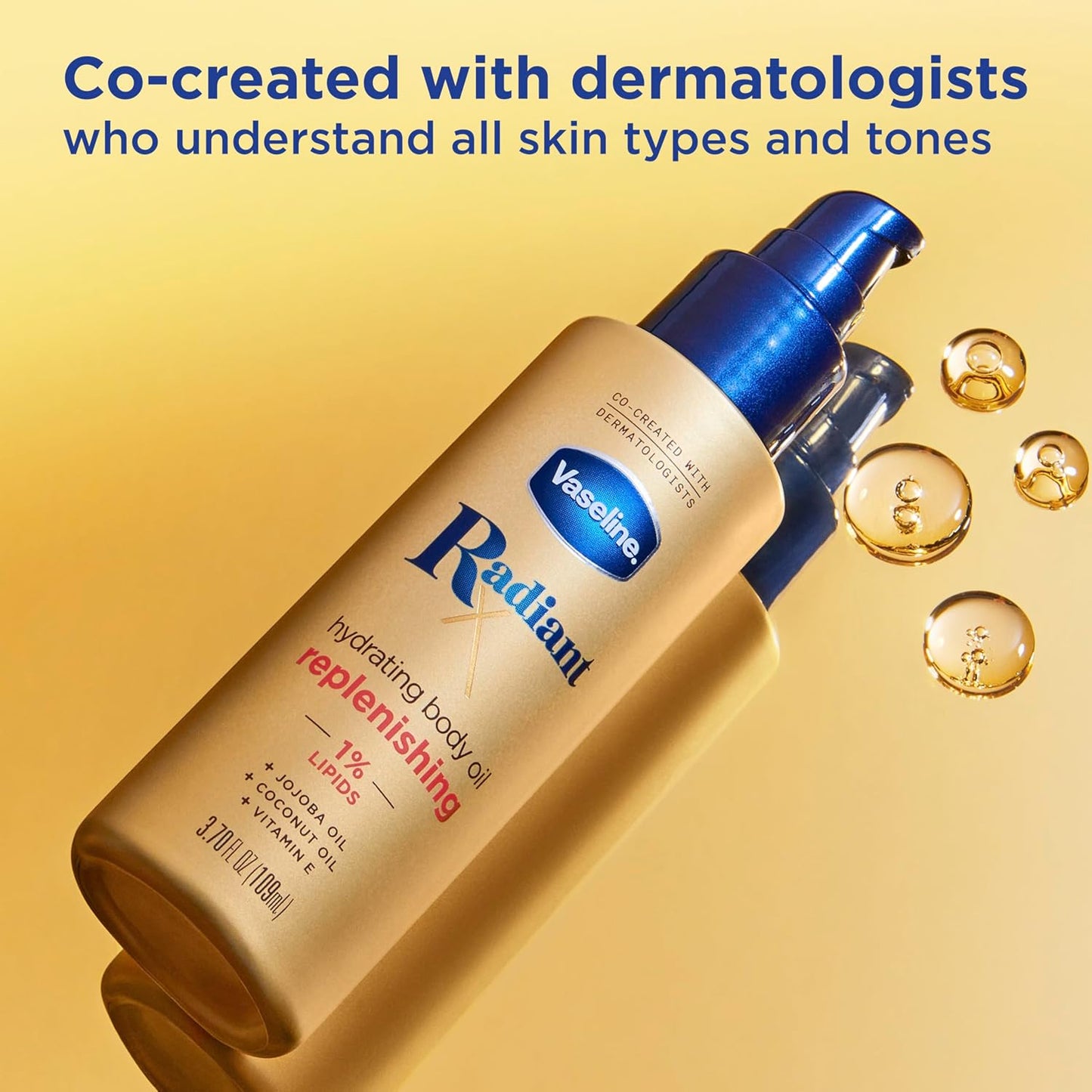 Vaseline Radiant X Replenishing Hydrating Body Oil with 1% Lipids, 109 ml / 3.7 fl. oz