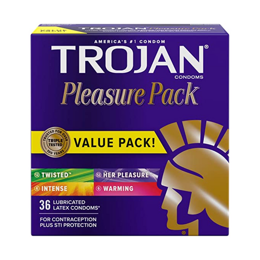 Trojan Condom Pleasure Pack 36 Lubricated Latex Condom