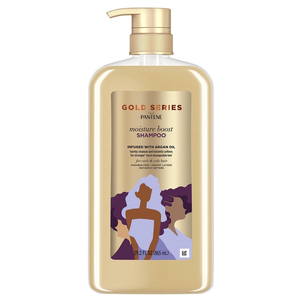 Pantene Gold Series Moisture Infused With Argan Oil Shampoo For Curly And Coily Hair, 29.2Floz 865ml