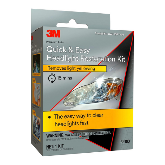 3M Quick & Easy Headlight Restoration Kit Removes Light Yellowing 1 Kit (39193)