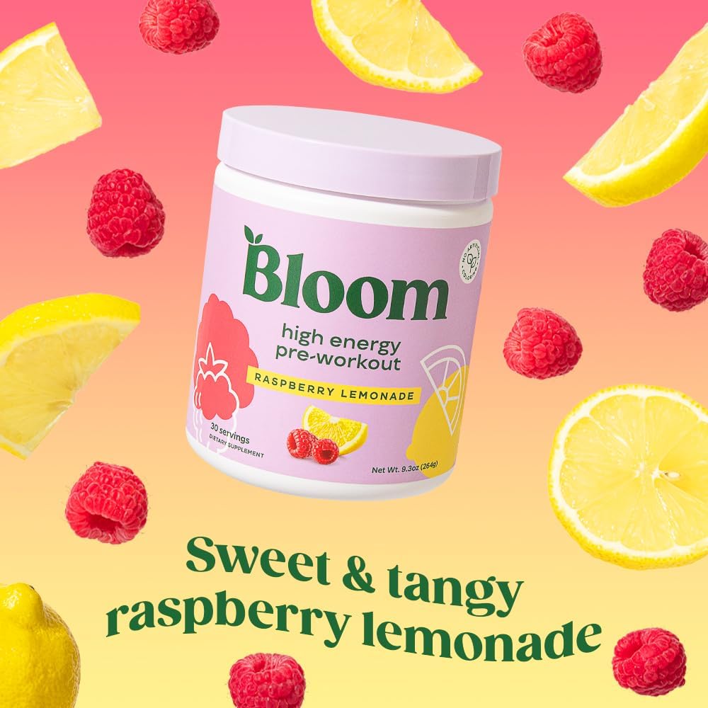 Bloom High Energy Pre-Workout Raspberry Lemonade 30 Servings 8.8oz / 249g