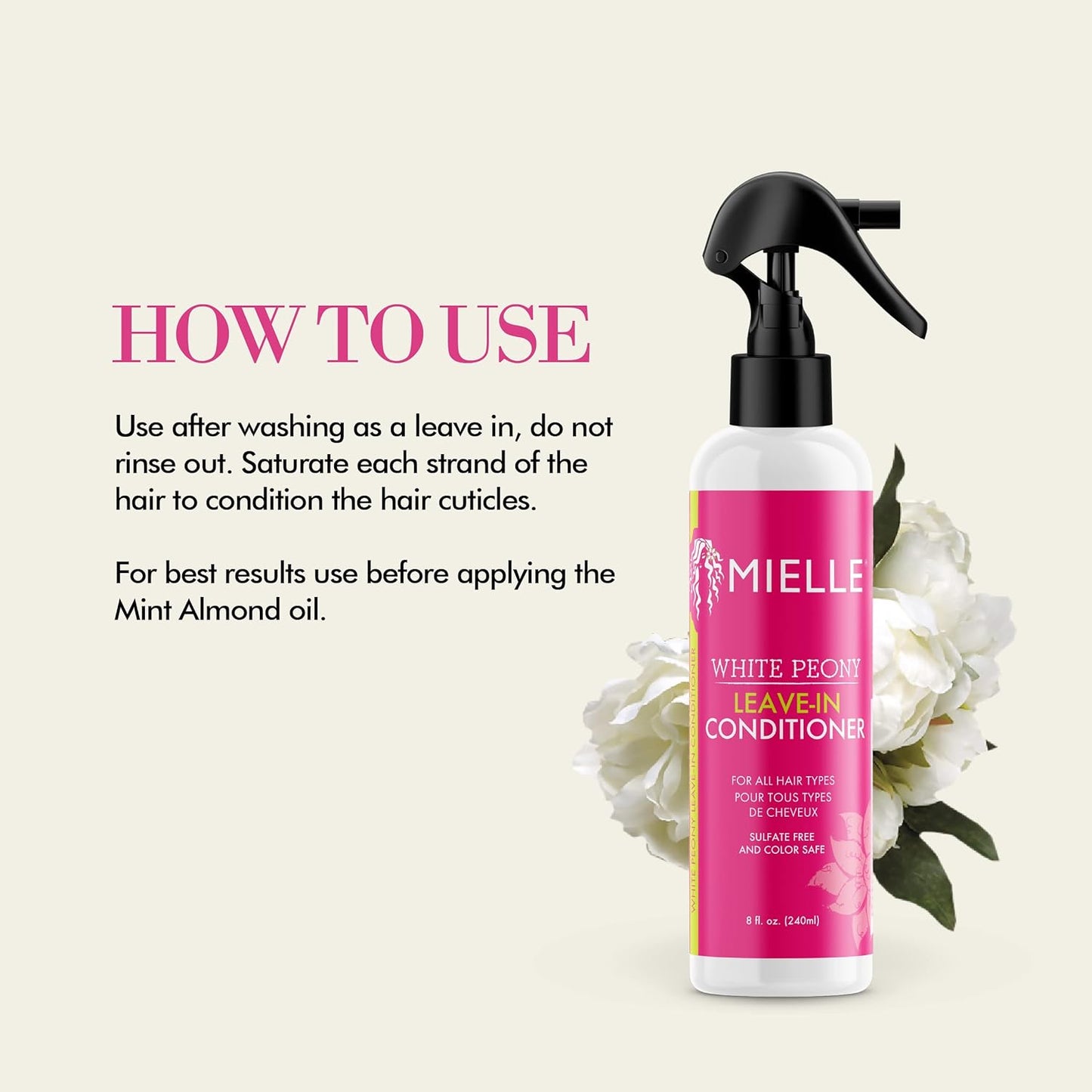 Mielle White Peony Leave-In Conditioner For All Hair Types 8 fl oz (240ml)