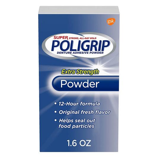 Poligrip Extra Strength Denture and Partials Adhesive Powder, 1.6 oz