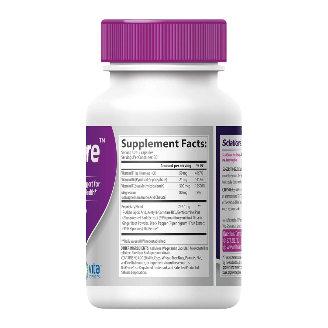 Vita Science Sciaticare Nutritional Support For Sciatic Nerver Health 60 Capsules