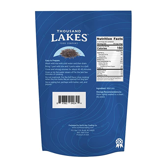 Thousand Lakes Minnesota Grown 100% Wild Rice All Natural - 15 Oz/500 Grams