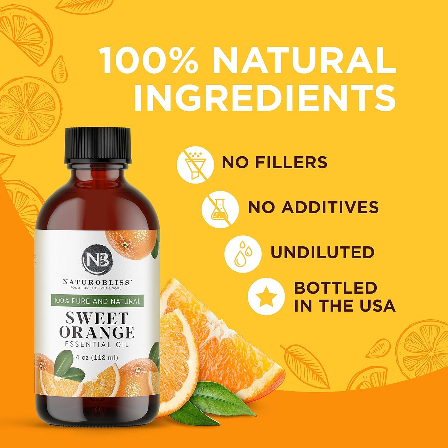 NaturoBliss Sweet Orange Essential Oil, 118 ml / 4 oz